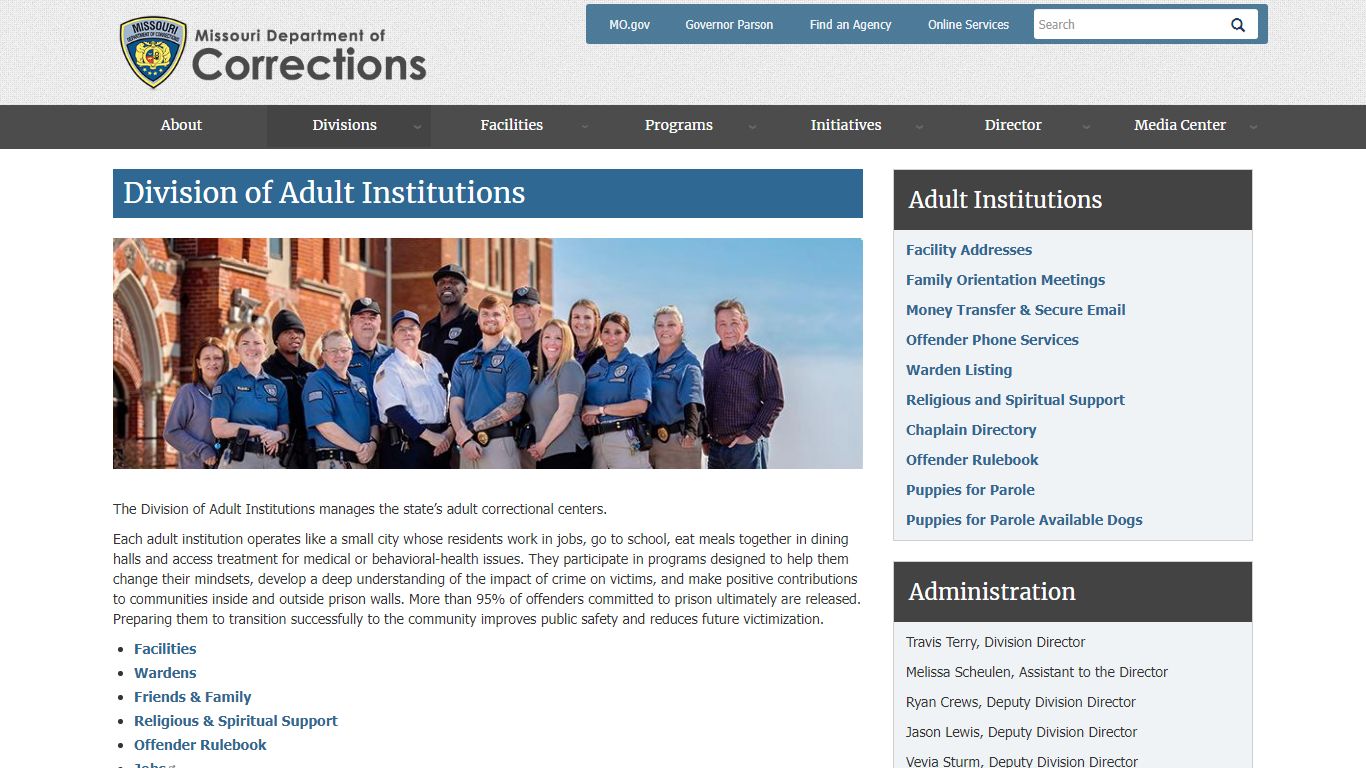 Division of Adult Institutions | Missouri Department of Corrections